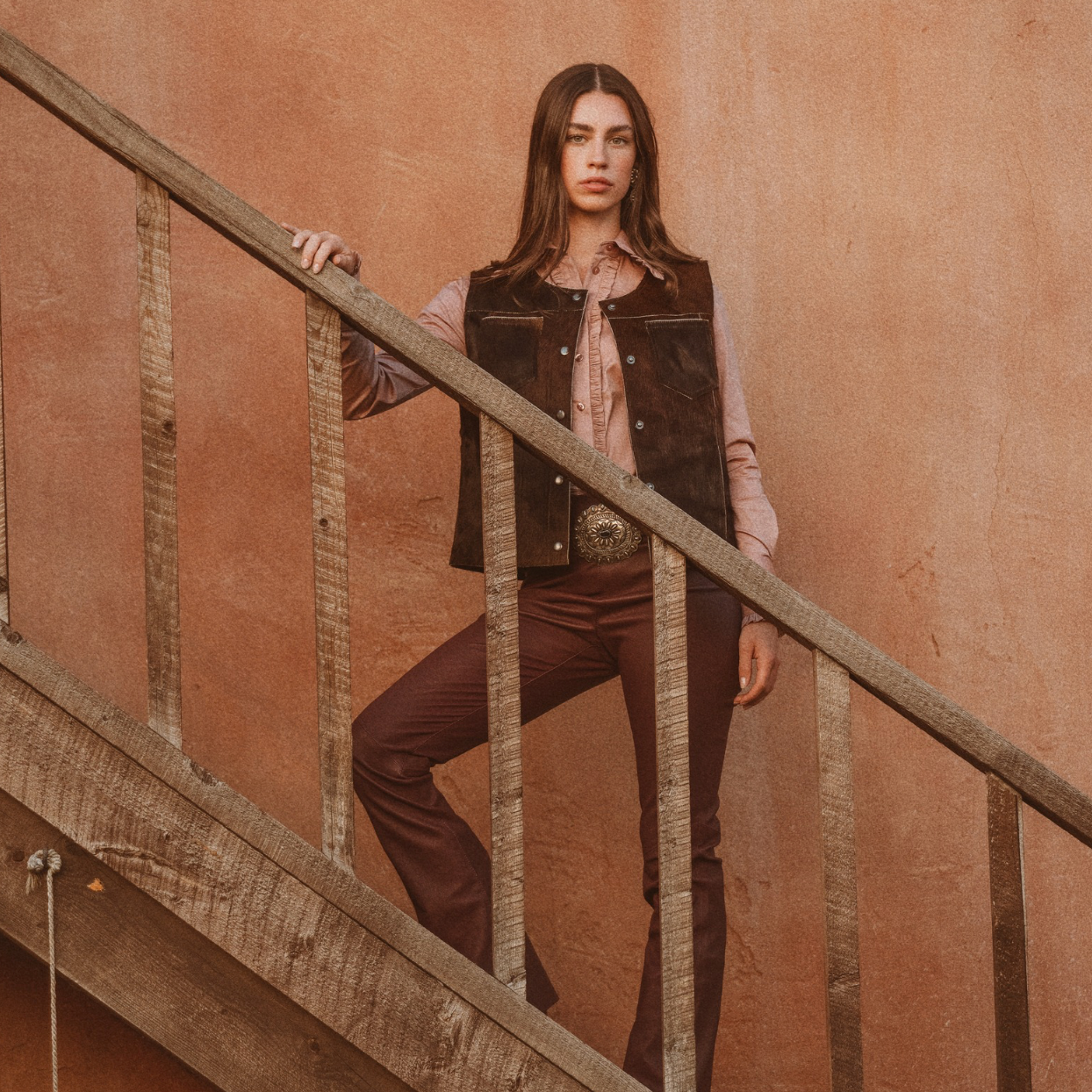 Little Lucille Frontier Shirt- Dusty Rose