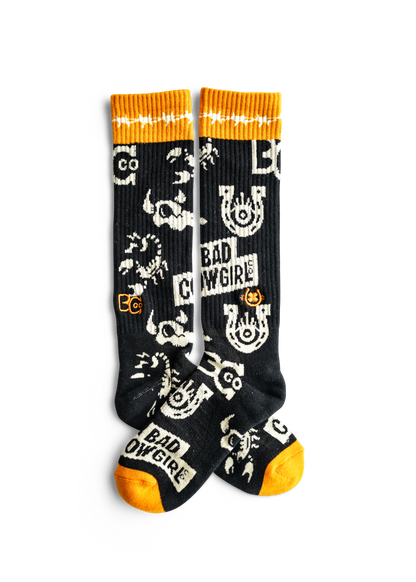 LUCKY CHUCK x BAD COWGIRL CO Logo Performance Boot Socks