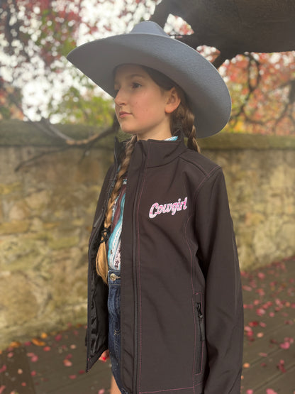 Girl’s Cowgirl Hardware Sassy Cowgirl Black Poly Shell Jacket