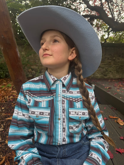 Kids Cowgirl Hardware Western Shirt - Long Sleeve- Barbed Horizon