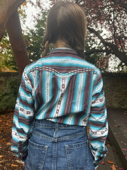 Kids Cowgirl Hardware Western Shirt - Long Sleeve- Barbed Horizon