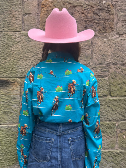 Kids Cowgirl Hardware Western Shirt - Long Sleeve- Vintage Cowgirl