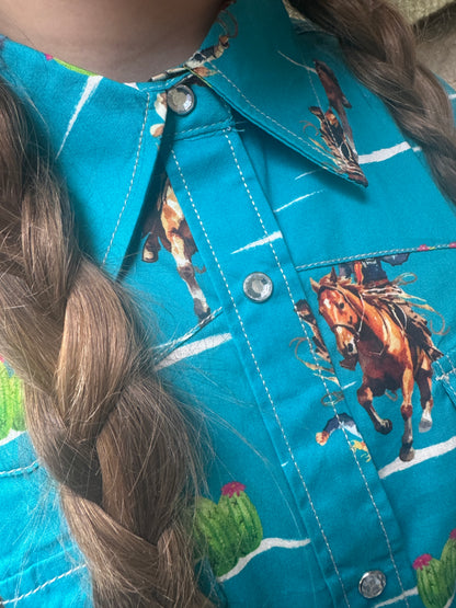 Kids Cowgirl Hardware Western Shirt - Long Sleeve- Vintage Cowgirl