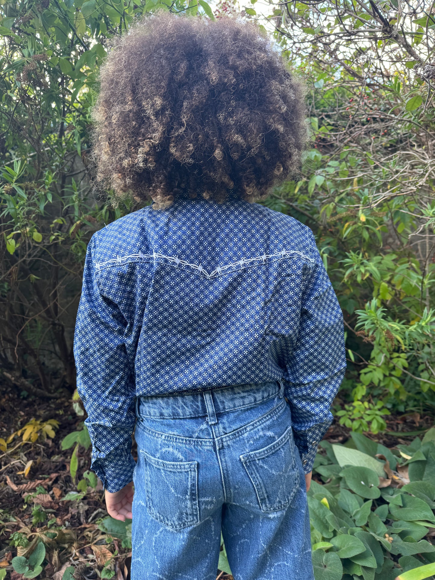 Kids Cowgirl Hardware Western Shirt - Long Sleeve- Blue Prairie Patch