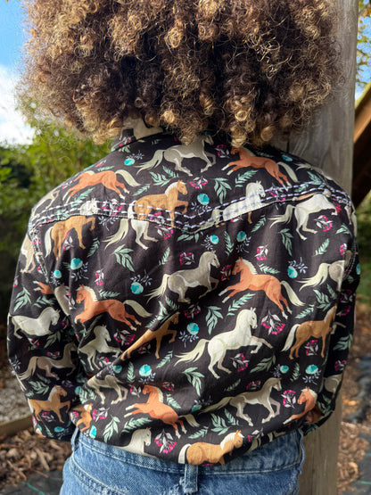 Kids Cowgirl Hardware Western Shirt - Long Sleeve- Pony Fantasy