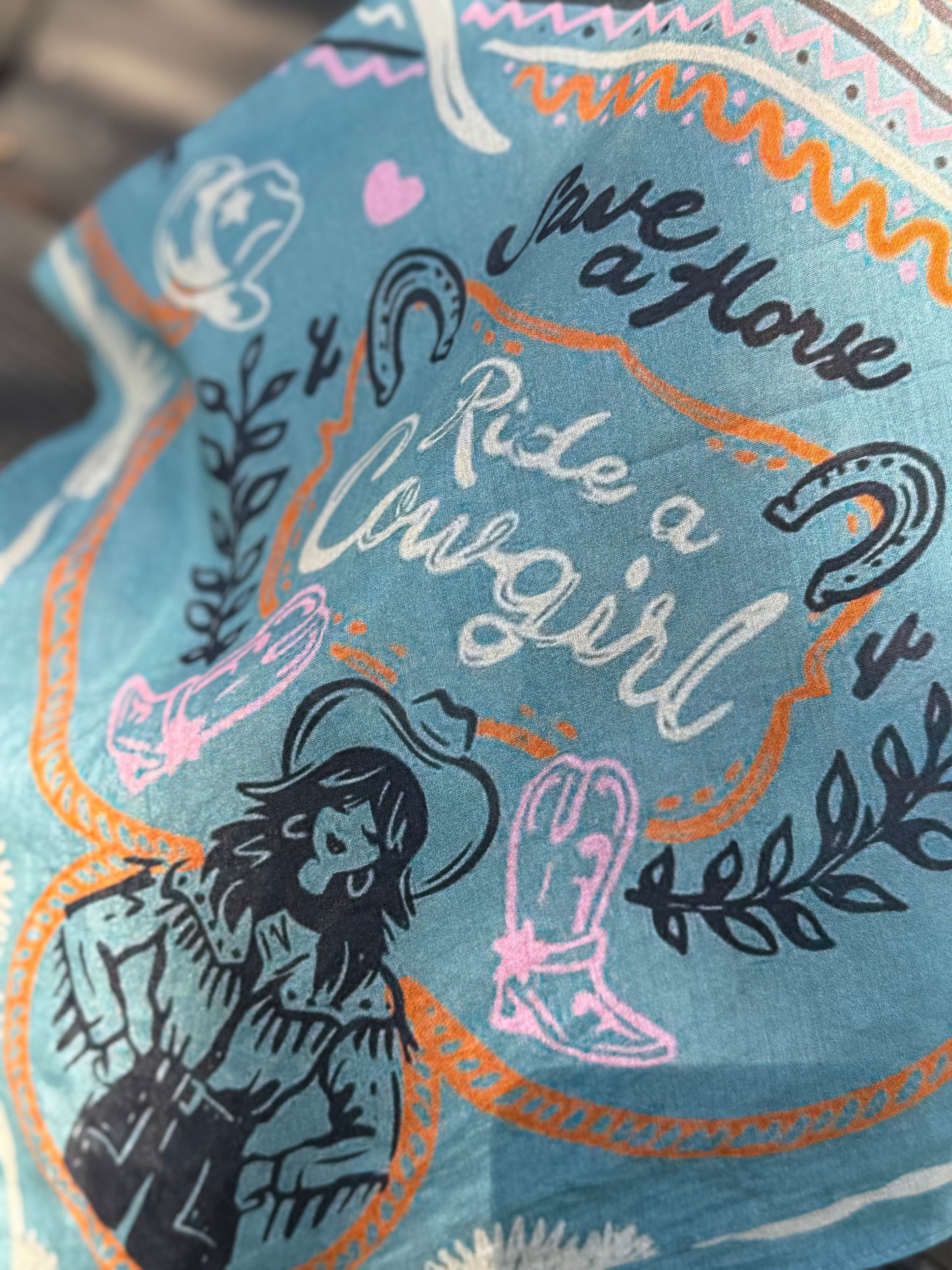 Save a Horse Ride a Cowgirl Neckerchief (Howlin' Blue)