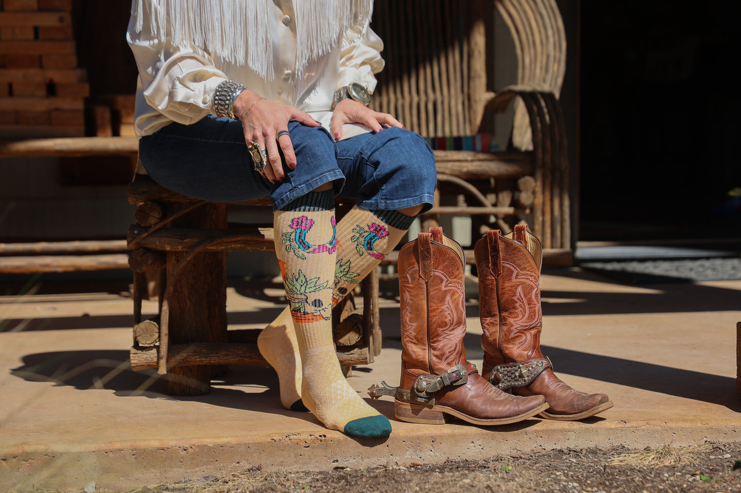LUCKY CHUCK x BAD COWGIRL CO We Ride at Dawn Performance Boot Socks