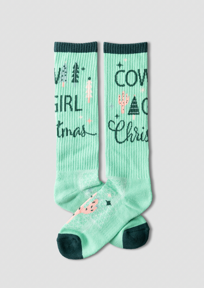 LUCKY CHUCK Cowboy Christmas Jade Performance Boot Socks