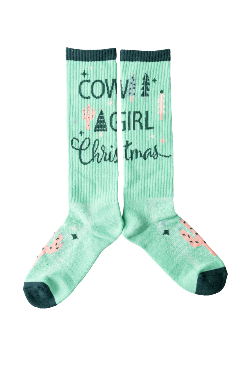 LUCKY CHUCK Cowboy Christmas Jade Performance Boot Socks