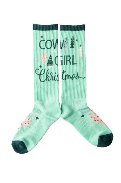 LUCKY CHUCK Cowboy Christmas Jade Performance Boot Socks