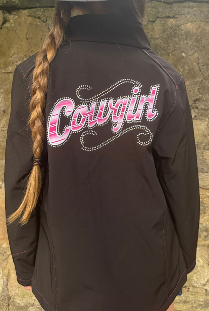 Girl’s Cowgirl Hardware Sassy Cowgirl Black Poly Shell Jacket