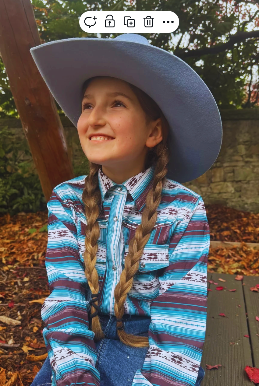 Kids Cowgirl Hardware Western Shirt - Long Sleeve- Barbed Horizon