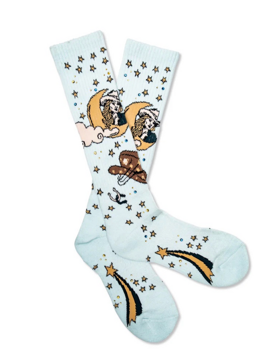 LUCKY CHUCK Cosmic Cowgirl Light Blue-Performance Boot Socks
