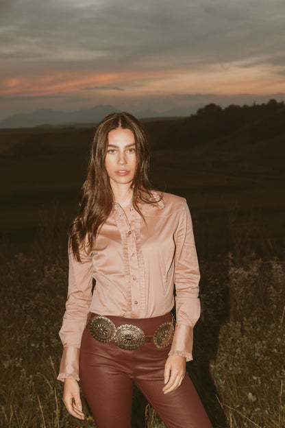 Little Lucille Frontier Shirt- Dusty Rose