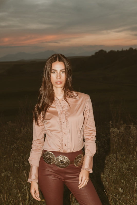 Little Lucille Frontier Shirt- Dusty Rose